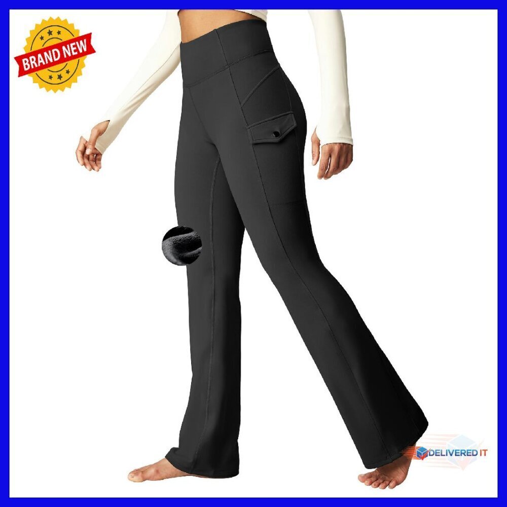 Fleece Lined Waterproof Cargo Pants Women's Hiking Thermal Wide Leg